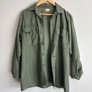 Vintage Green Button-Up Overshirt